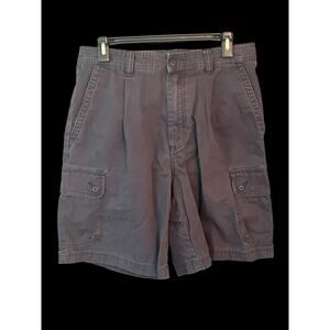 Cherokee Cargo Shorts Mens Size 33 Charcoal Gray 100% Cotton Hook & Loop